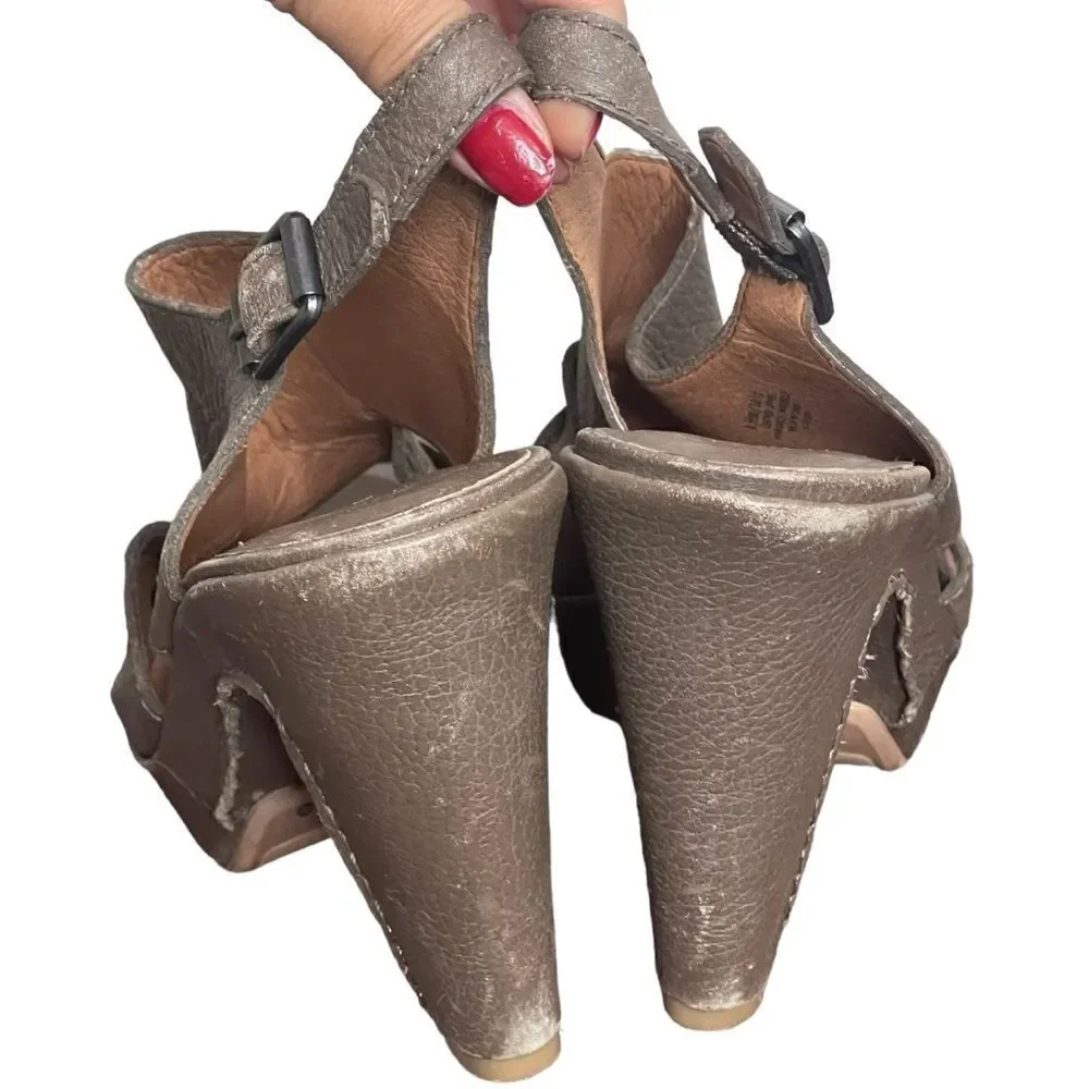 Lucky Brand Peggy Leather Platform Slingback High Heel Shoes Size 8.5‎  90's Y2K